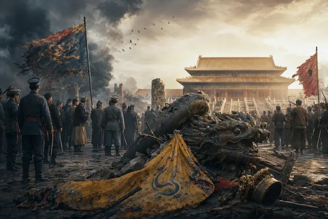 AI-generated illustration accompanying an article about the fall of the Qing dynasty
