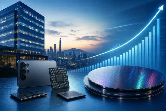 Editorial illustration accompanying Samsung Electronics’ record third-quarter 2026 earnings guidance.