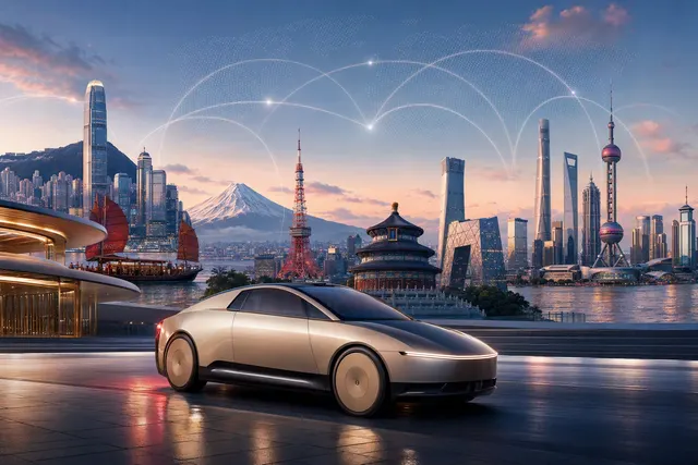 Tesla Cybercab robotaxi concept representing the planned Asia display tour