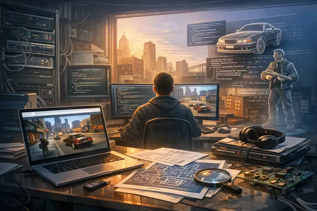 Browser window displaying Grand Theft Auto III's Liberty City street scene with the reGTA3 DOS logo overlay