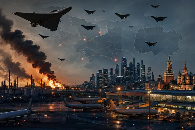 Illustrative editorial image for reports of overnight drone attacks and airport disruption in Russia
