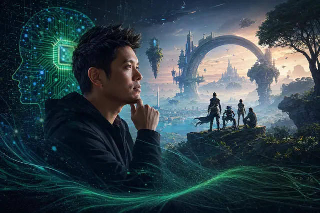 AI-generated editorial illustration representing artificial intelligence in gaming