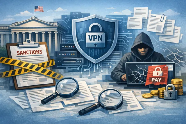 A conceptual image showing the U.S. Treasury seal, a VPN connection icon, and a Telegram logo with a broken link symbol, illustrating the unintended global outage of t.me links cau