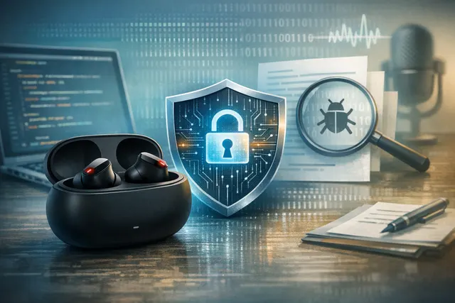 Apple Beats Studio Buds and AirPods Pro 3 shown with abstract security and software update graphics