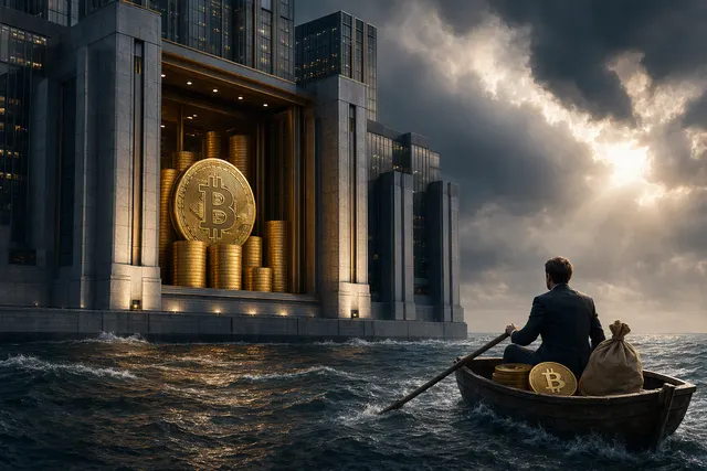 Editorial illustration representing the scale and financing challenges of corporate Bitcoin treasuries