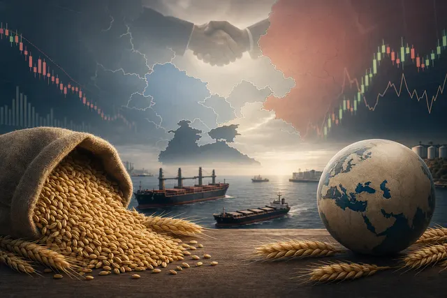 Wheat market analysis illustrating Black Sea export risk and futures volatility