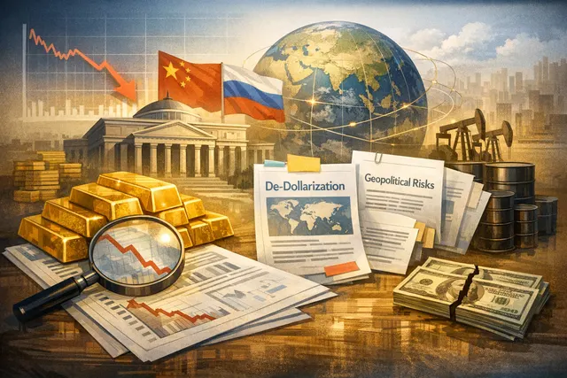 Gold bars and coins arranged on a dark surface, representing central bank gold reserves