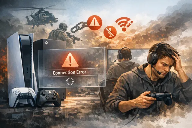 Modern Warfare 4 beta launch screen with PlayStation 5 and Xbox-style gaming imagery