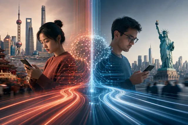 Illustration of consumer AI integrated into mobile commerce and digital services in China
