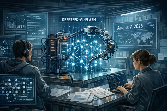 Abstract illustration of an AI agent connecting a language model to files, tools, and a sandboxed execution environment