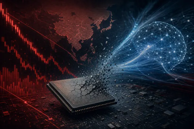 Illustrative artwork about DeepSeek, AI infrastructure and the semiconductor stock selloff