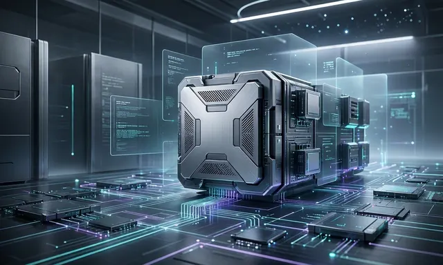 Editorial illustration of NVIDIA Vera CPUs supporting SpaceXAI agentic AI infrastructure across data centers and orbital systems