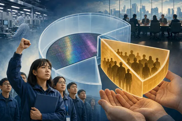 AI-generated editorial illustration for the Micron Taiwan profit-sharing dispute