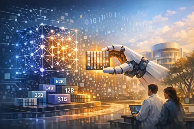 Google Gemma 4 QAT model compression unlocking mobile and consumer GPU deployment illustrated as a large neural network being compressed efficiently into a smartphone.