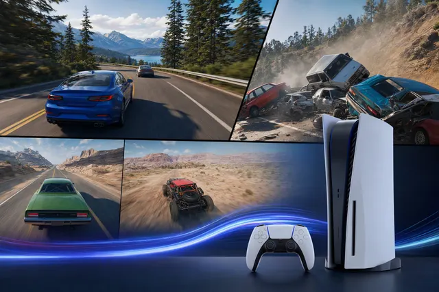 Illustrative artwork for a story about BeamNG.drive gameplay on PS5 Pro