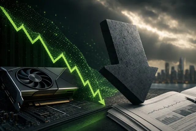 Editorial illustration accompanying an analysis of Nvidia’s stock valuation and AI-driven growth