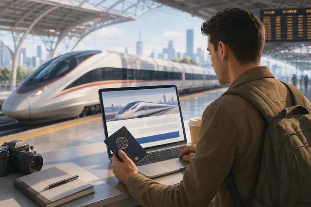 Illustration for booking a China high-speed train journey with a passport and the 12306 service