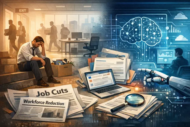 Abstract visualization of monday.com's AI Work Platform restructuring showing a network of human and AI agent nodes, representing the shift from traditional work management to AI-d