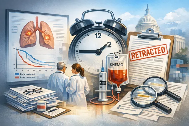 Conceptual illustration of a clock face paired with a medical cross, representing chronotherapy and the timing of cancer immunotherapy