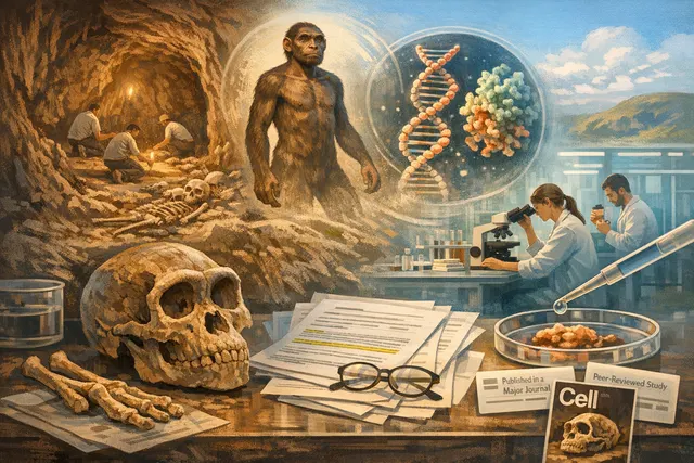 AI-generated depiction of the Rising Star Cave system and Homo naledi fossils