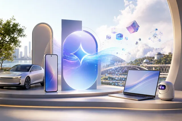 Illustration representing Google I/O 2026 announcements including Gemini AI, Android, and XR devices