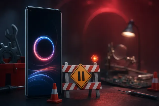 OnePlus smartphone showing OxygenOS update warning after rollout pause