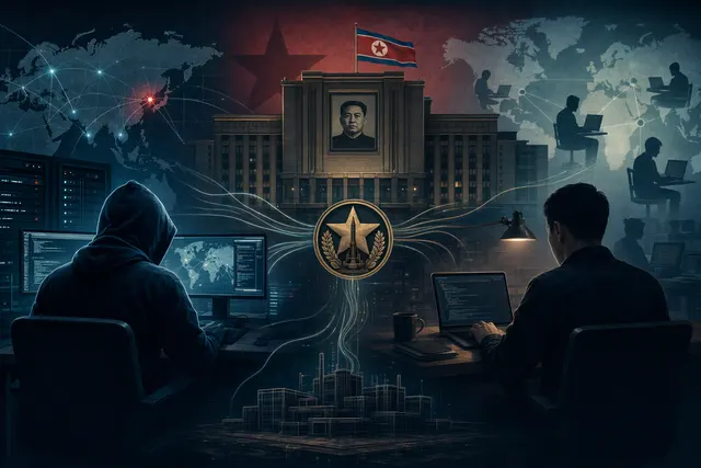 Illustration representing fake recruiter cyber threats and fraudulent remote IT-worker infiltration