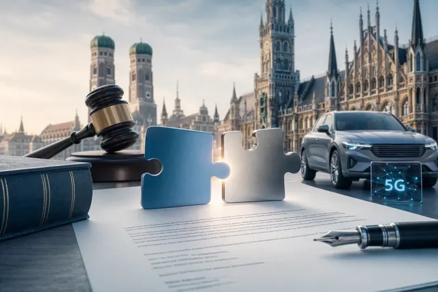 Illustration representing the Nokia vs Geely 5G patent dispute and settlement in the connected‑car industry