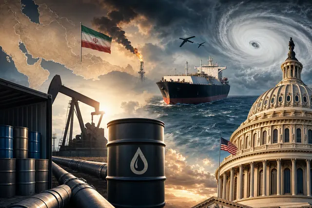 AI-generated editorial illustration representing oil supply risks and emergency stock releases.