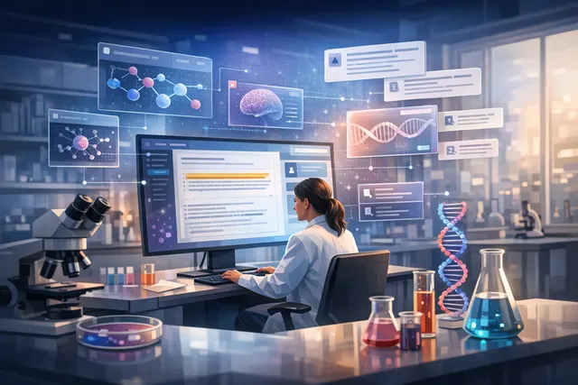 Anthropic Claude Science AI workbench interface for scientific research showing data visualization, code execution, and molecular structures