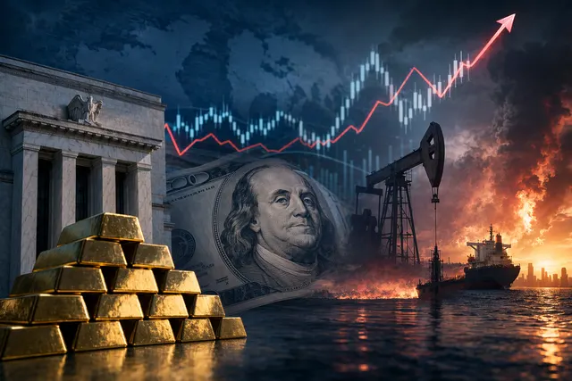 Gold bars with charts showing rising yields and falling gold prices