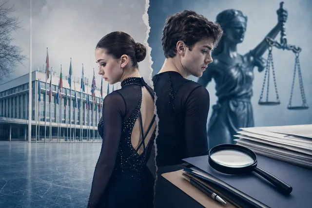 Figure skating editorial image illustrating the International Skating Union neutral-athlete eligibility dispute
