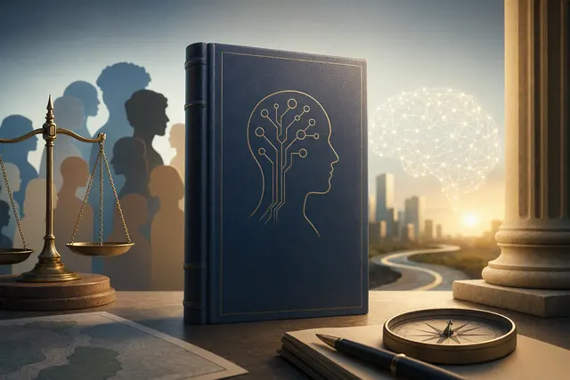 Editorial illustration representing human oversight and safety boundaries for artificial intelligence