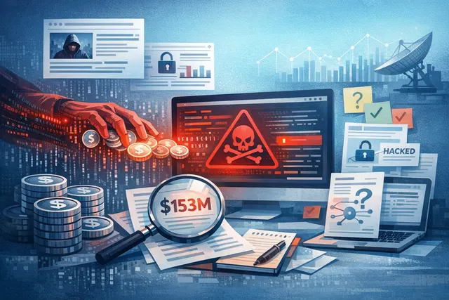 A digital illustration of a broken chain, with a glowing padlock symbol and downward-trending price graph symbolizing a blockchain security breach and financial loss.