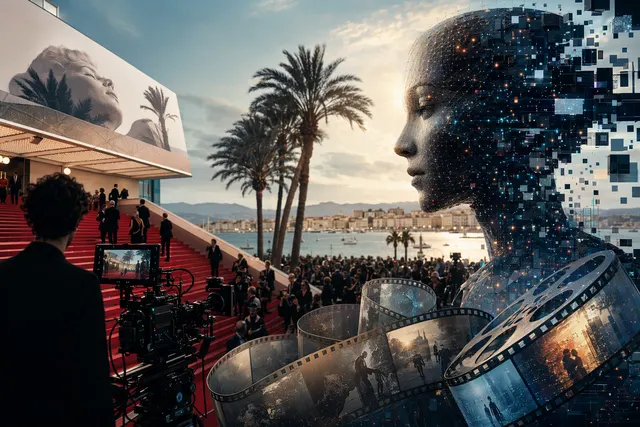 AI and filmmaking concept at the Cannes Film Festival highlighting generative cinema debate
