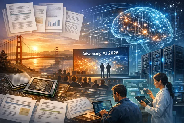 AI-generated illustration of AMD Helios rack system and Cerebras Wafer-Scale Engine representing a joint AI inference platform.