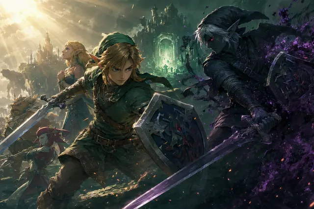 Editorial illustration accompanying coverage of the Ocarina of Time remake’s Japanese commercials.