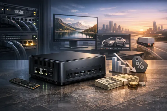 MINISFORUM M2 Pro mini PC with Intel Core Ultra X7 358H, Arc B390 graphics, 10GbE, USB4, and expandable SSD storage