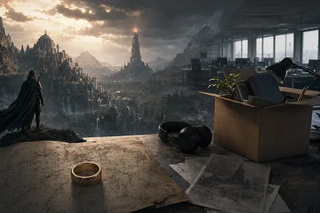 Fantasy landscape inspired by Middle-earth representing Amazon's canceled Lord of the Rings MMO project