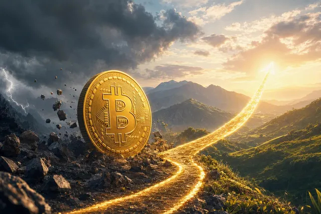 AI-generated editorial image accompanying analysis of Bitcoin’s 2026 rebound