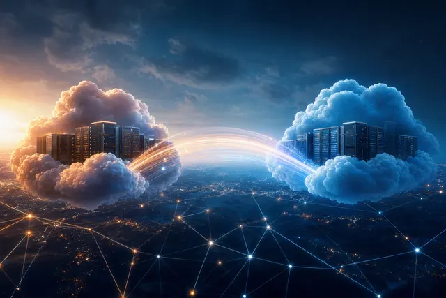 Illustration of private multicloud networking between AWS and Microsoft Azure