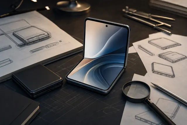 Illustrative image of a compact, wide book-style Motorola foldable phone
