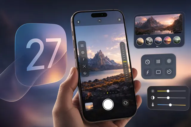 Concept image of an iPhone-style Camera app with customizable control widgets