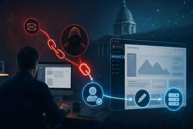Illustration representing a crafted link targeting a logged-in WordPress administrator