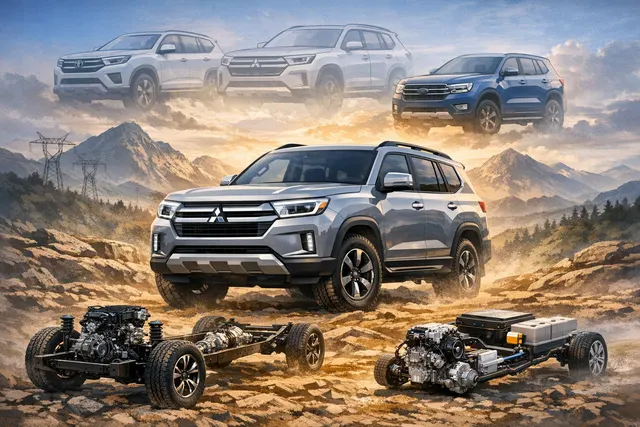 Teaser illustration of the new Mitsubishi Pajero off-road SUV reviving the iconic nameplate for a 2026 return