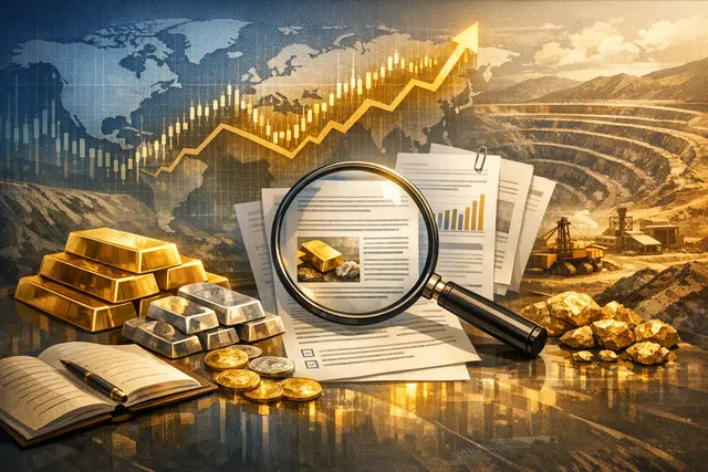 Gold bars stacked with a price chart overlay showing the 2026 all-time high above $5,500 and subsequent correction below $4,000