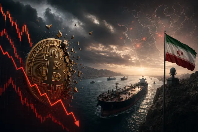 Bitcoin price chart falling below $78,000 amid geopolitical tensions and market volatility