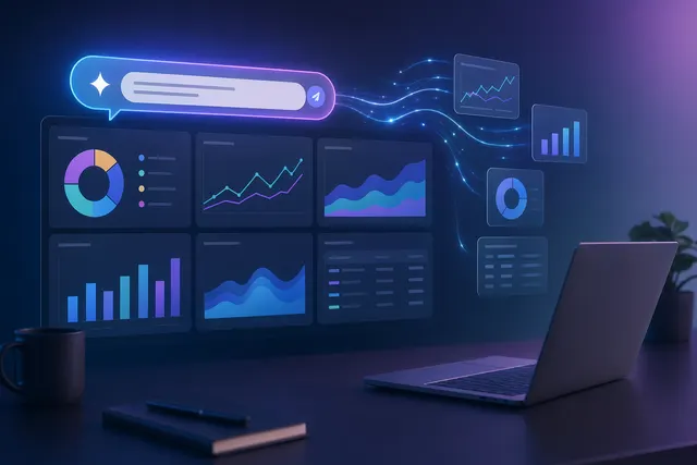 AI-generated illustration representing Gemini-powered dashboards generating Google Ads performance charts