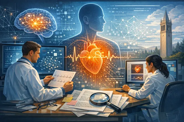 AI analysis of an electrocardiogram waveform highlighting a subtle R wave slurring pattern