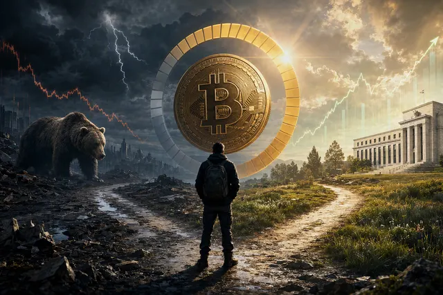 Editorial illustration accompanying analysis of Bitcoin’s halving cycle and possible bear-market bottom